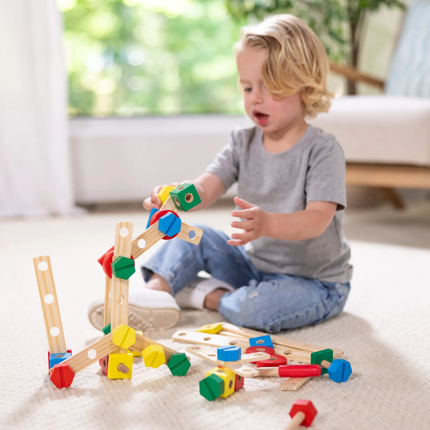 Melissa & Doug Construction Set in a Box bouwset 48-delig hout