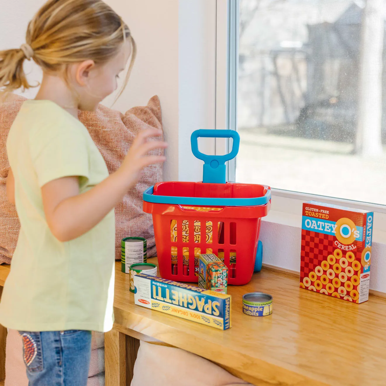 Melissa & Doug boodschappenmand speelset met rolwielen