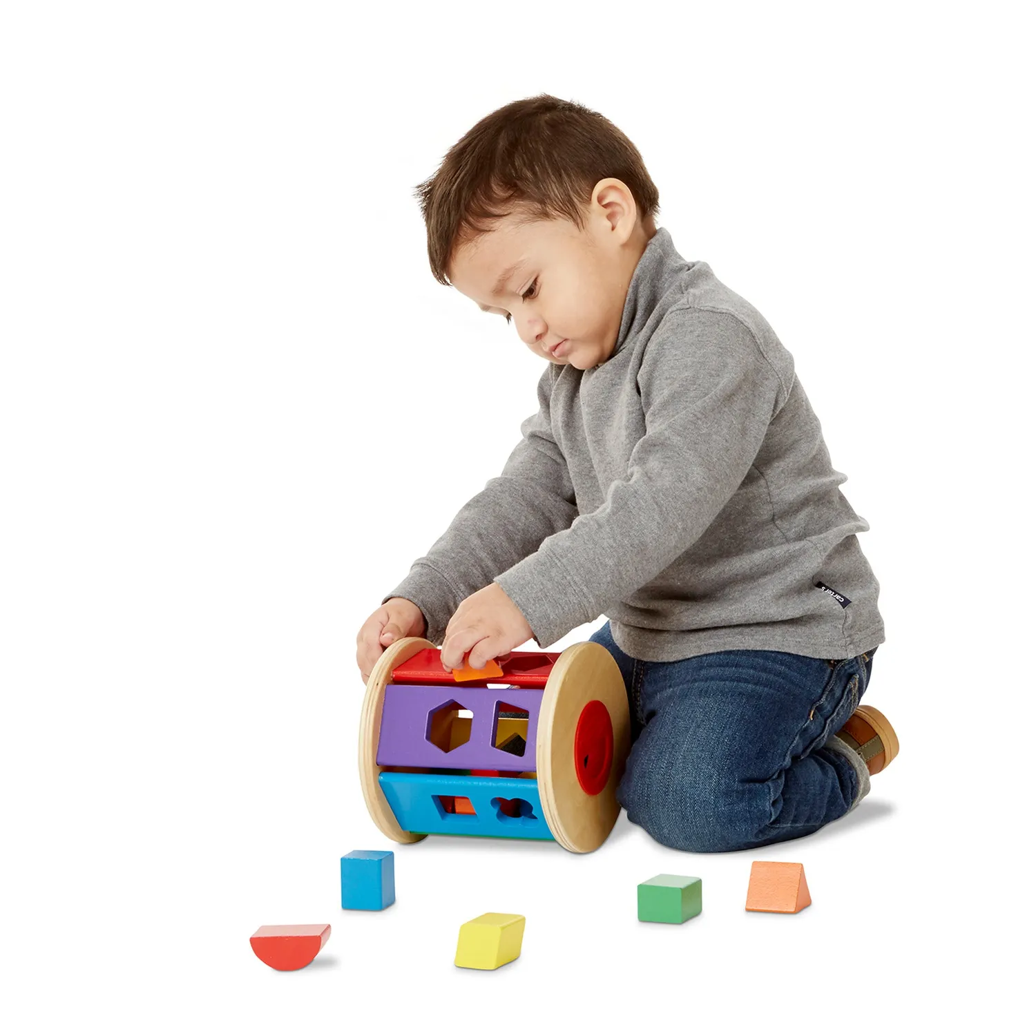 Melissa & Doug Match and Roll vormenstoof hout 12 vormen