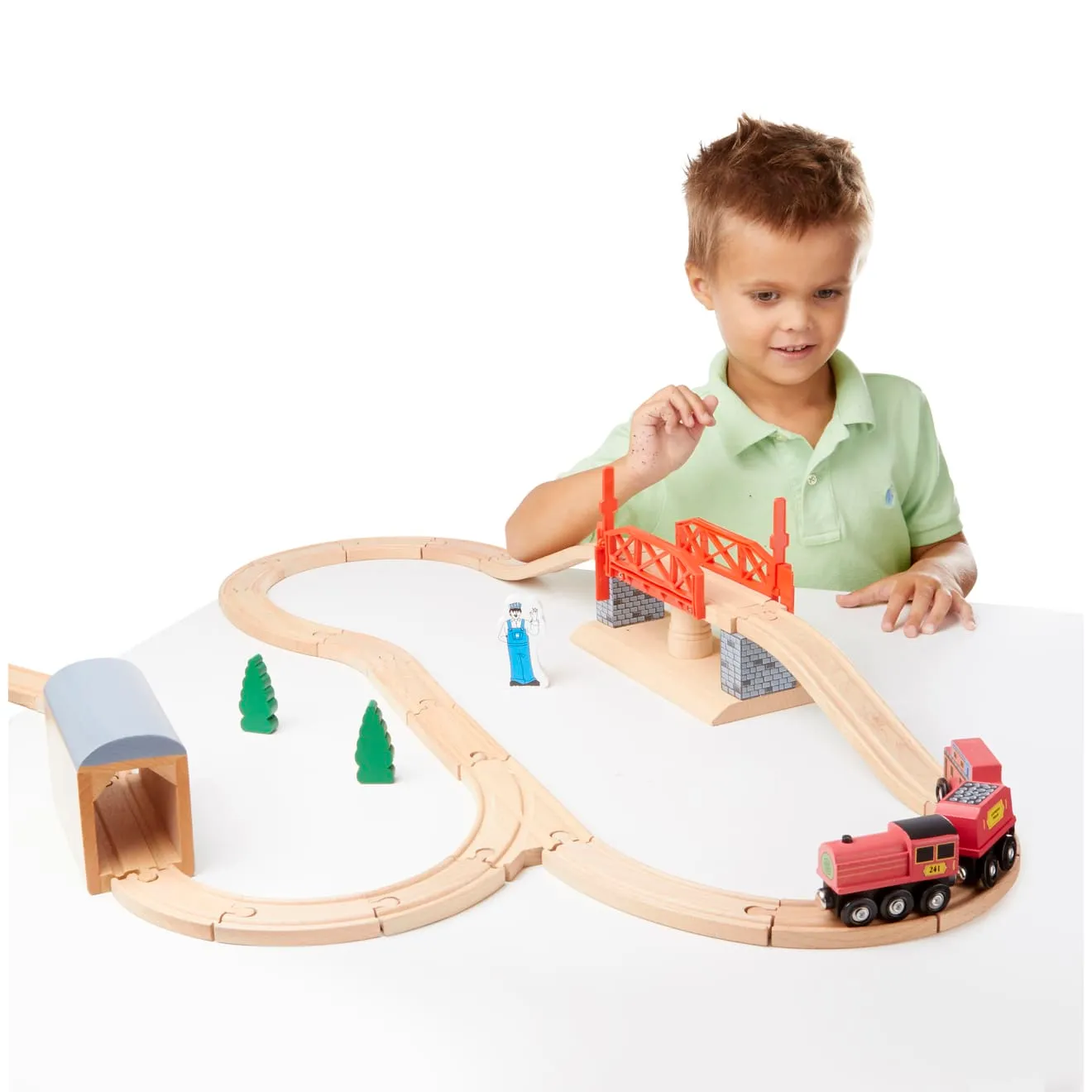 Melissa & Doug Swivel Bridge Houten Treinset 47-delig