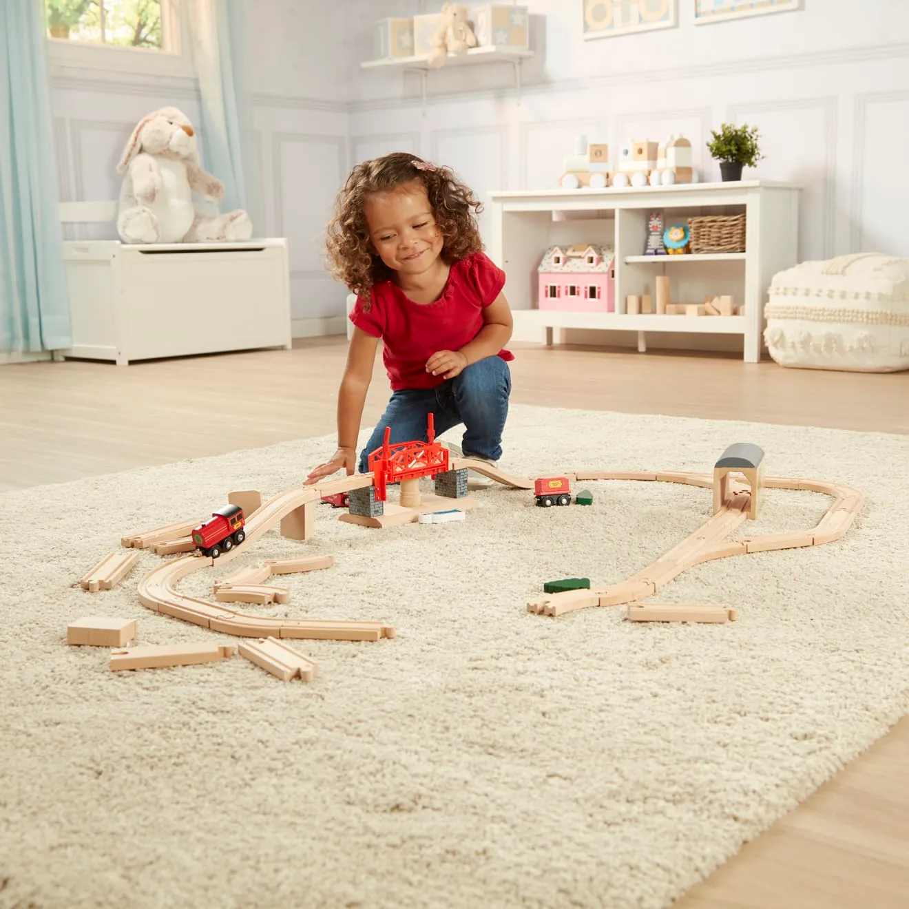 Melissa & Doug Swivel Bridge Houten Treinset 47-delig