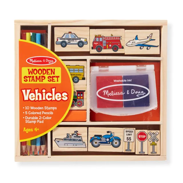 Melissa & Doug Vehicles stempelset voertuigen met inktkussen