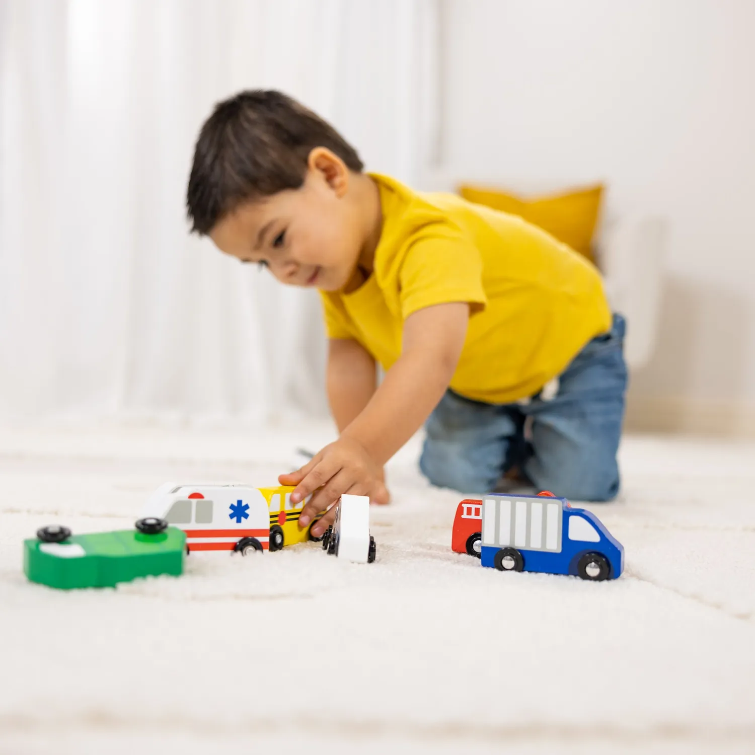 Melissa & Doug Town Vehicles houten voertuigen 9-delig