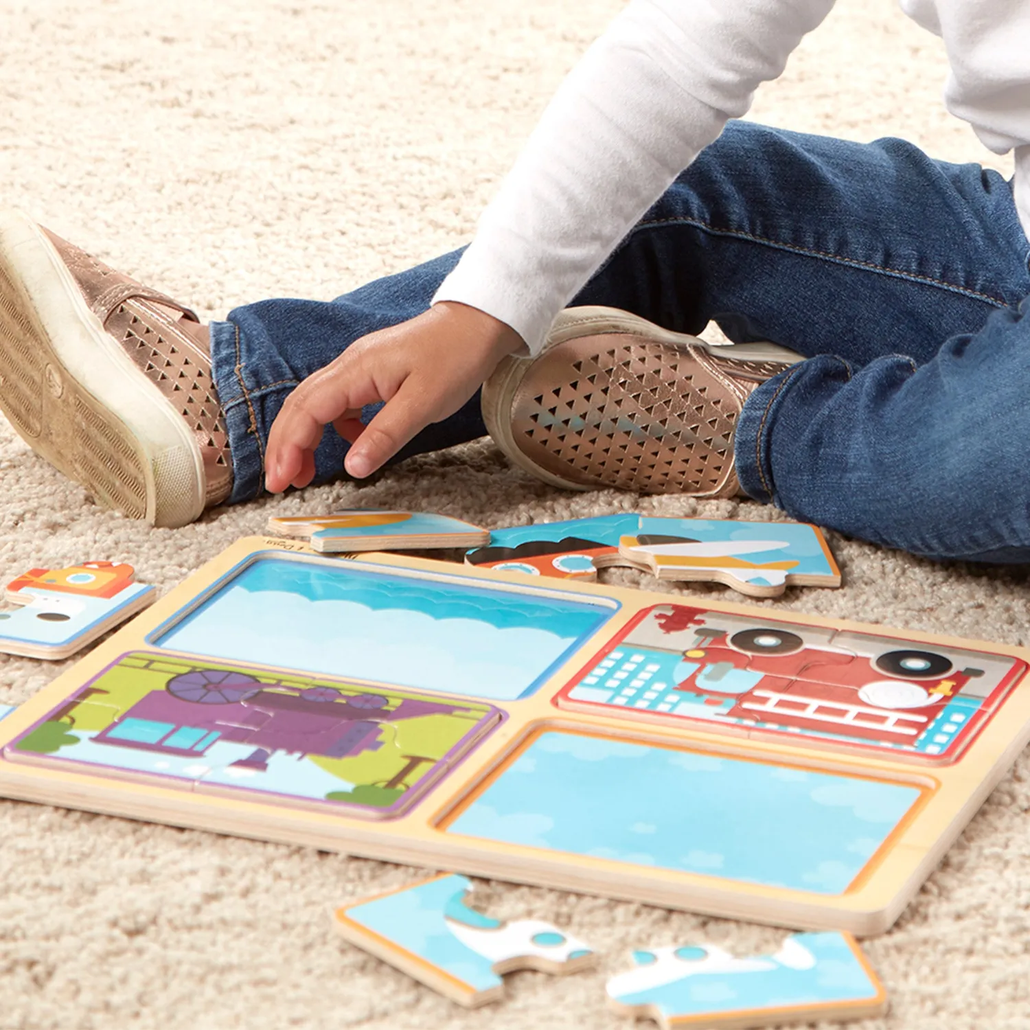 Melissa & Doug Natural Play Ready Set Go houten puzzel