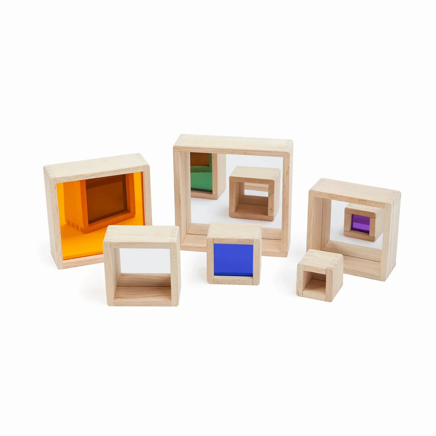 Guidecraft Nesting Pyramid Mirror Set spiegelblokken stapelpiramide