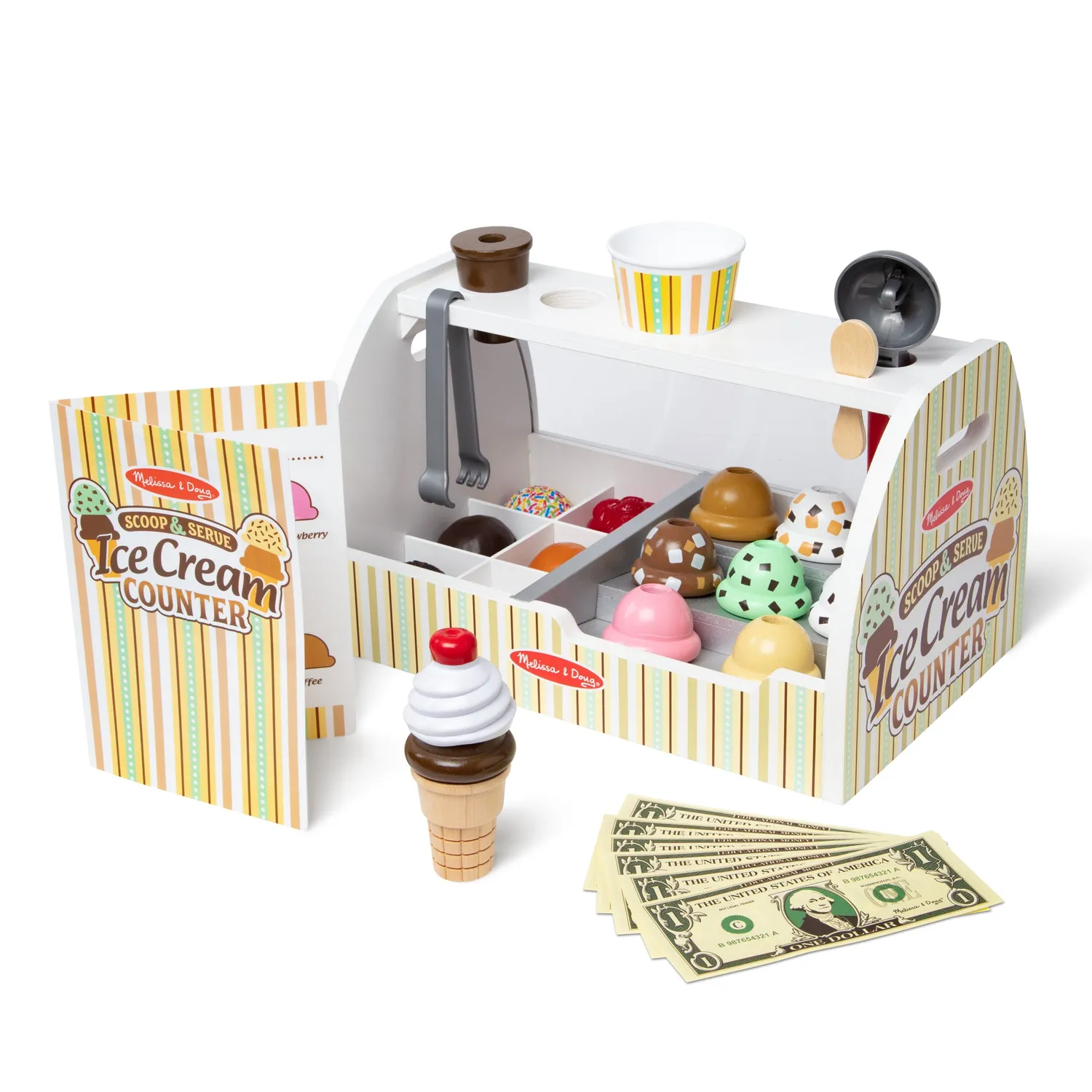 Melissa & Doug Scoop & Serve Ice Cream Counter ijswinkel 28-delig hout