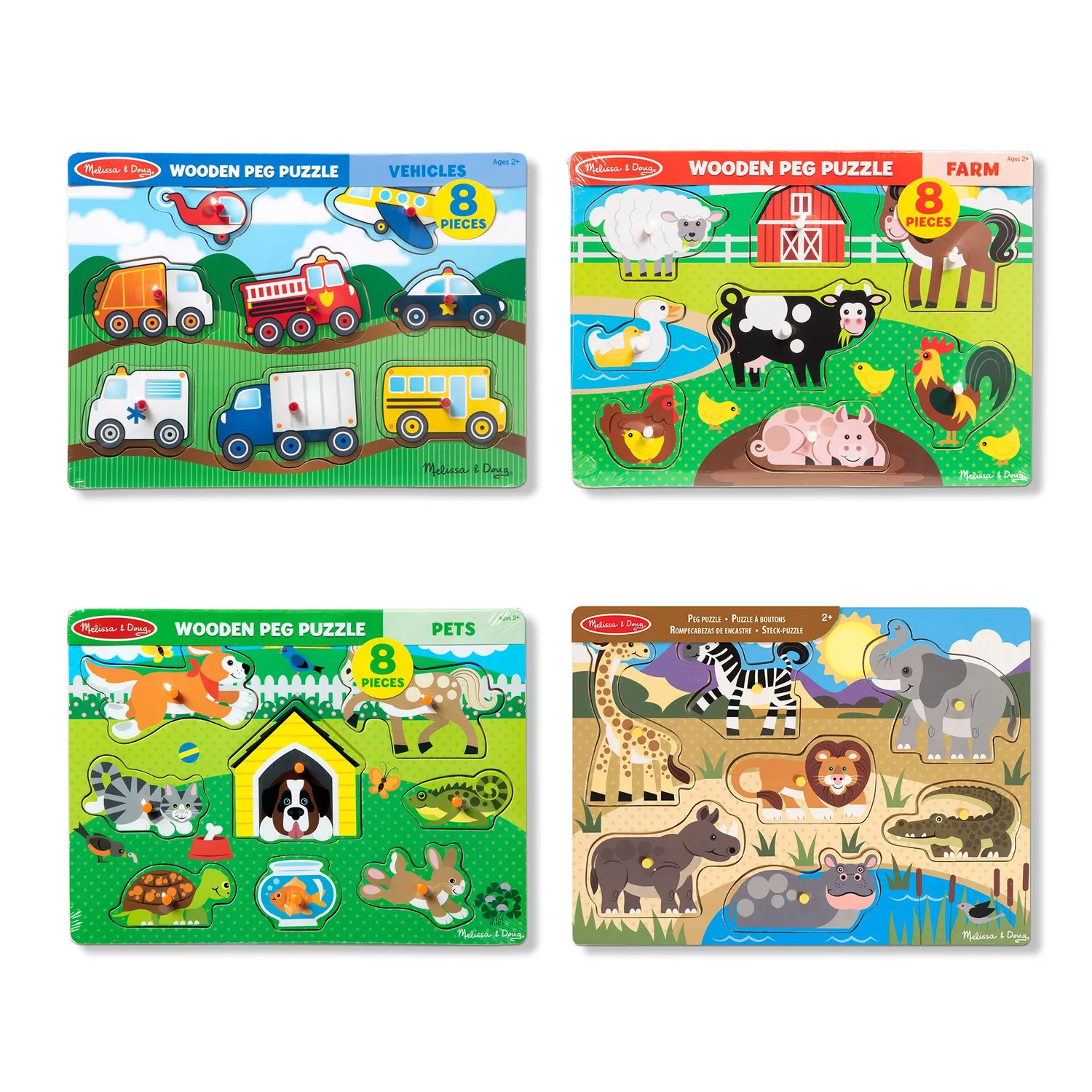 Melissa & Doug Houten Noppenpuzzel 4-pack Peuter