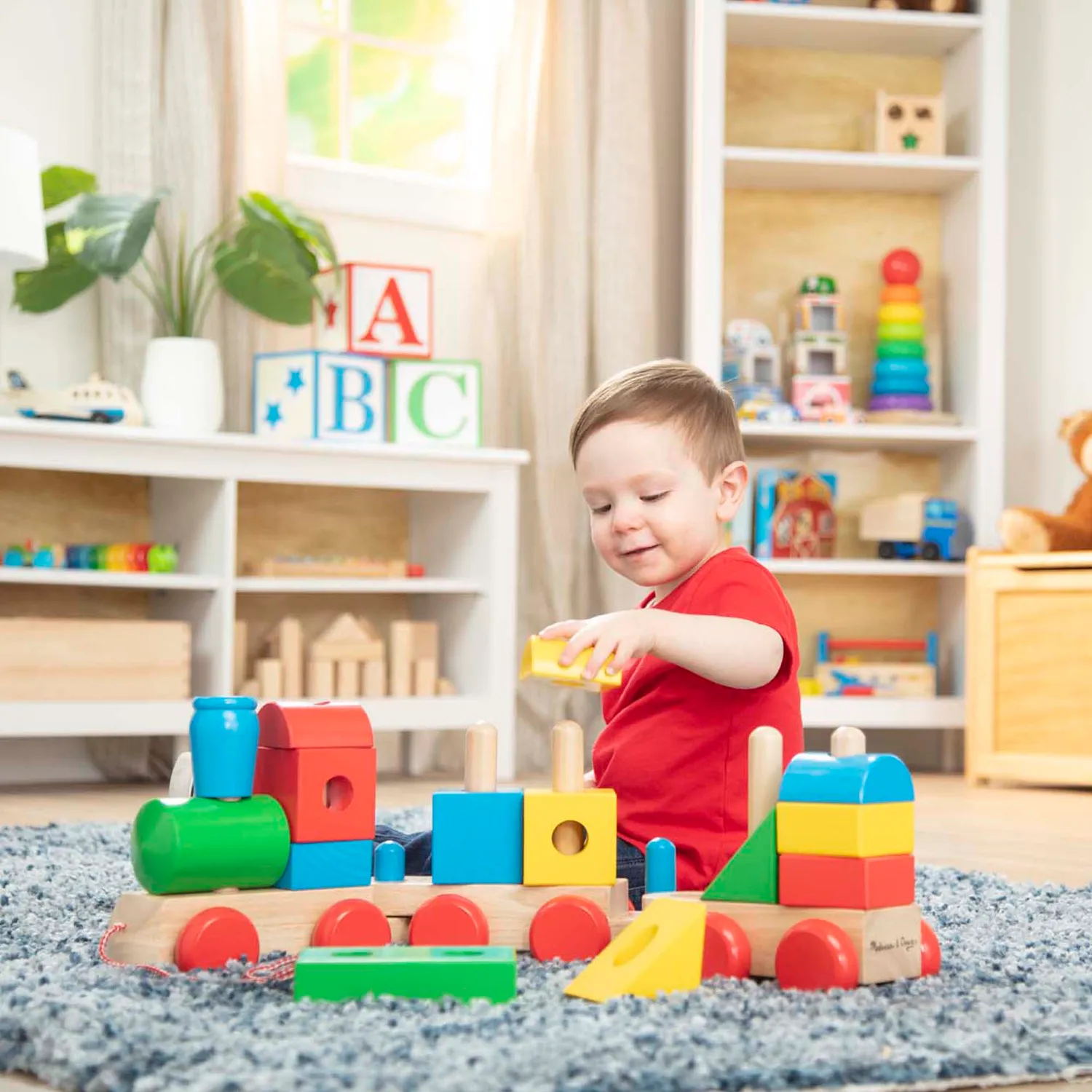 Melissa & Doug Jumbo Stacking Train houten trein classic 14-delig