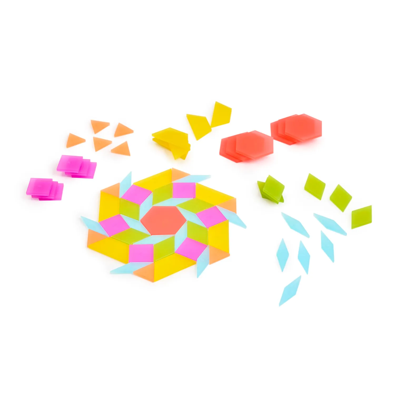 Guidecraft Translucent Tangram Tiles 250 stuks