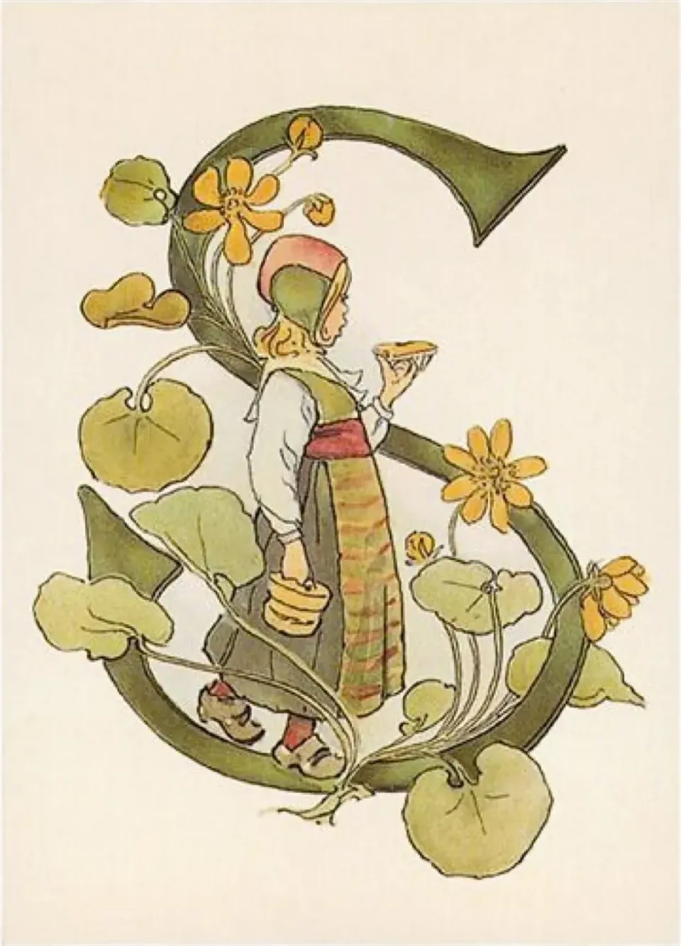 Ginger Fairy Ottilia Adelborg S kaart bloemenalfabet 10,5x15