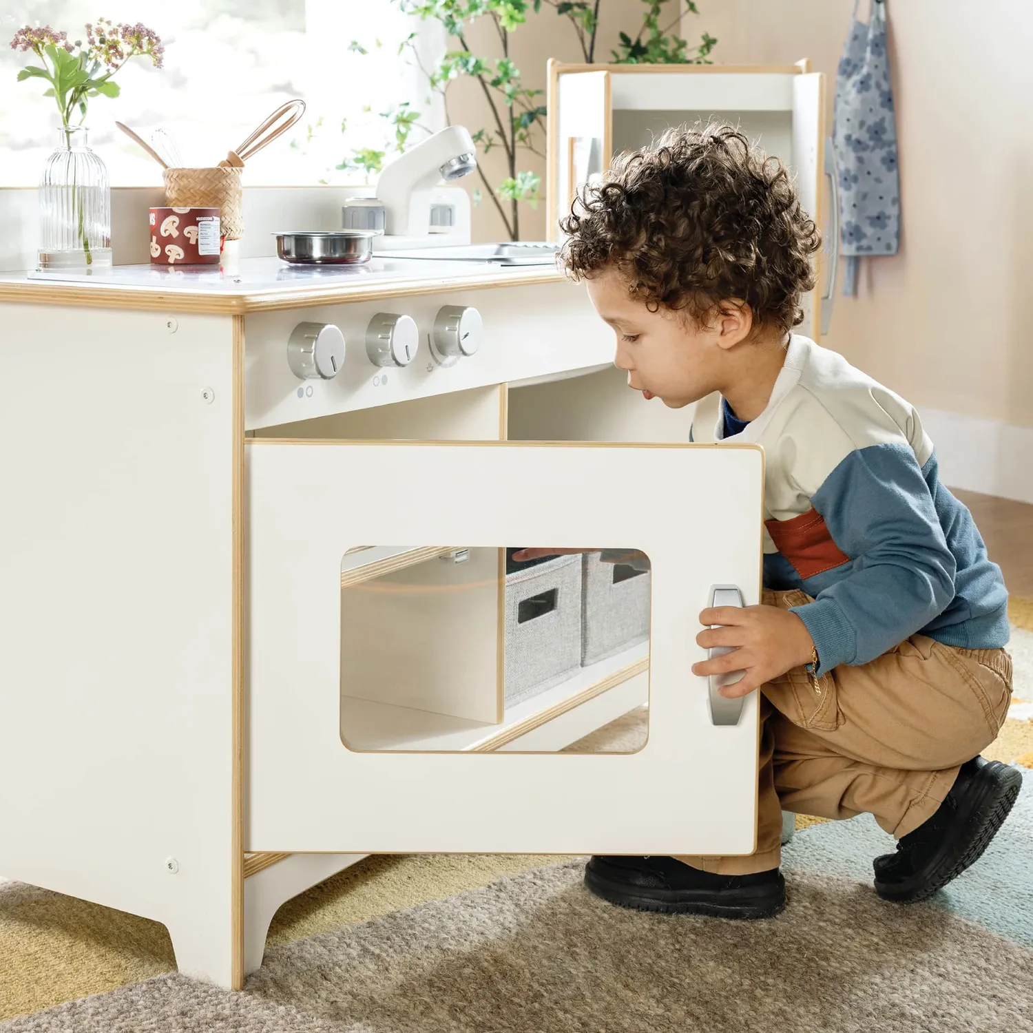 Guidecraft EdQ fornuis speelkeuken wit met spoelbak en oven