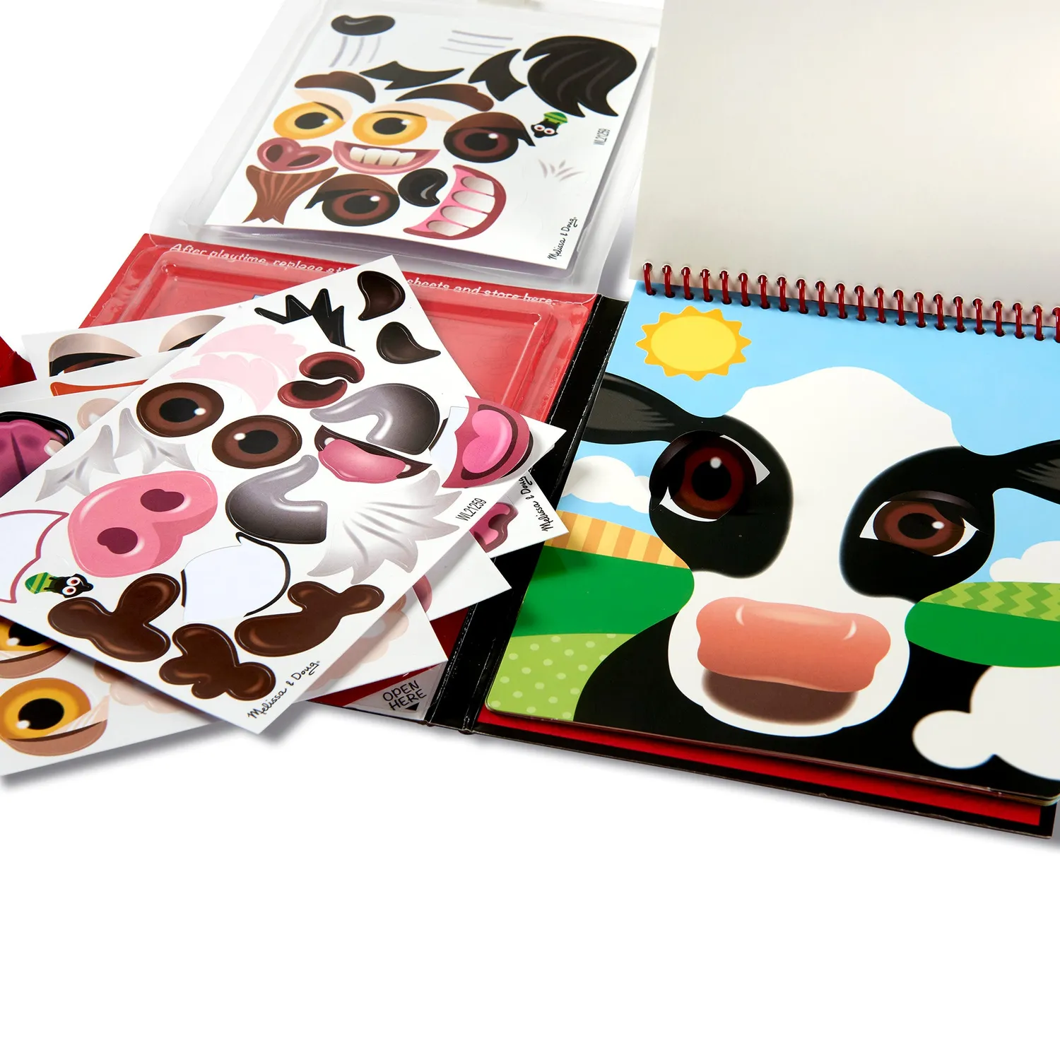 Melissa & Doug Make-a-Face Farm stickerboek 76 herbruikbare stickers