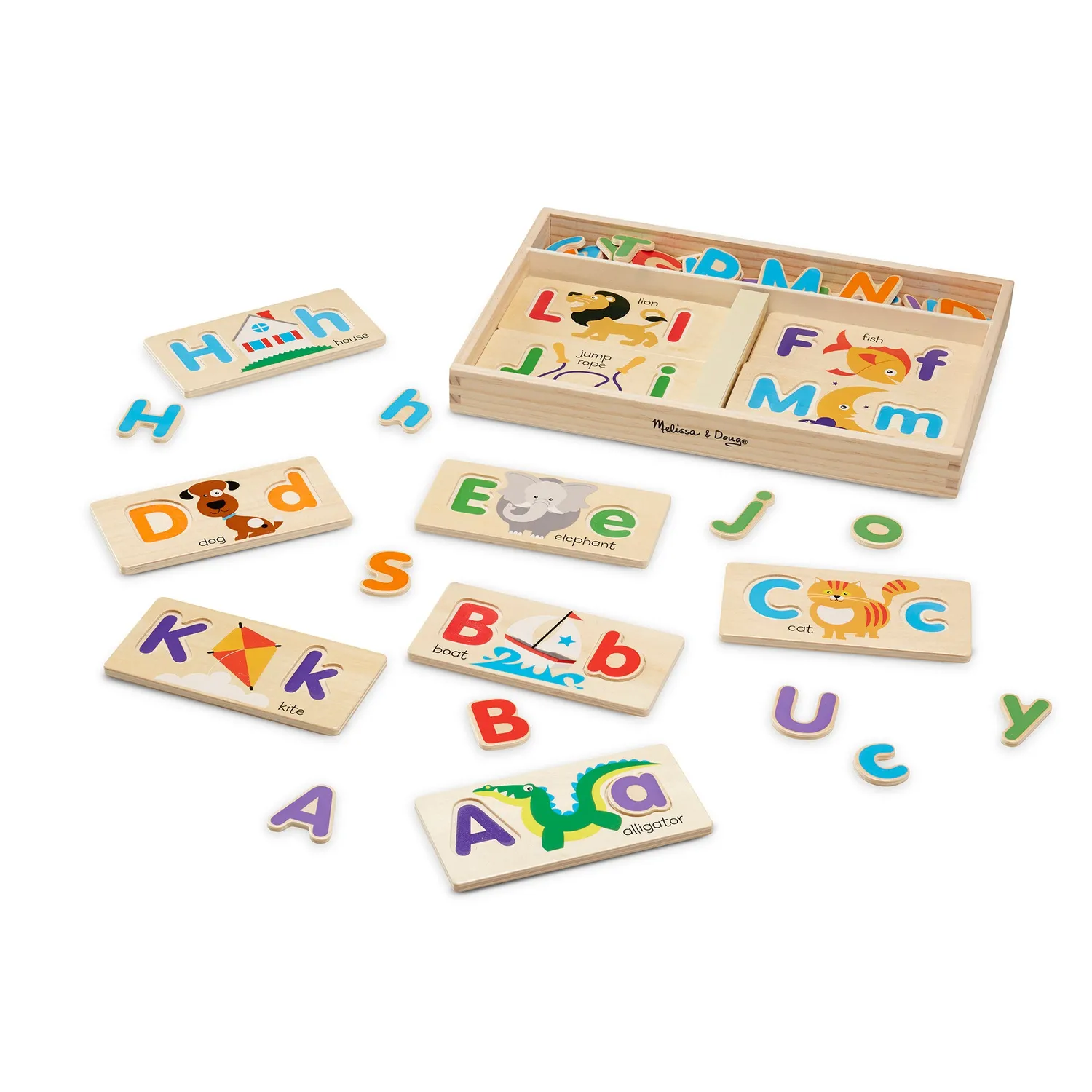 Melissa & Doug ABC letterborden hout letters leren 52-delig