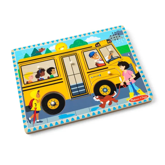 Melissa & Doug Wheels on the Bus puzzel houten 6-delig geluid