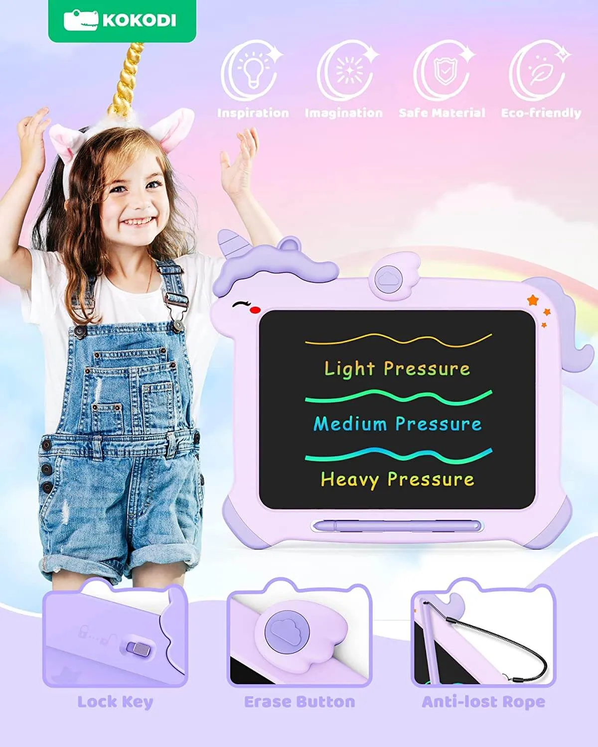 KOKODI LCD Writing Tablet tekentablet 8.5 inch paars