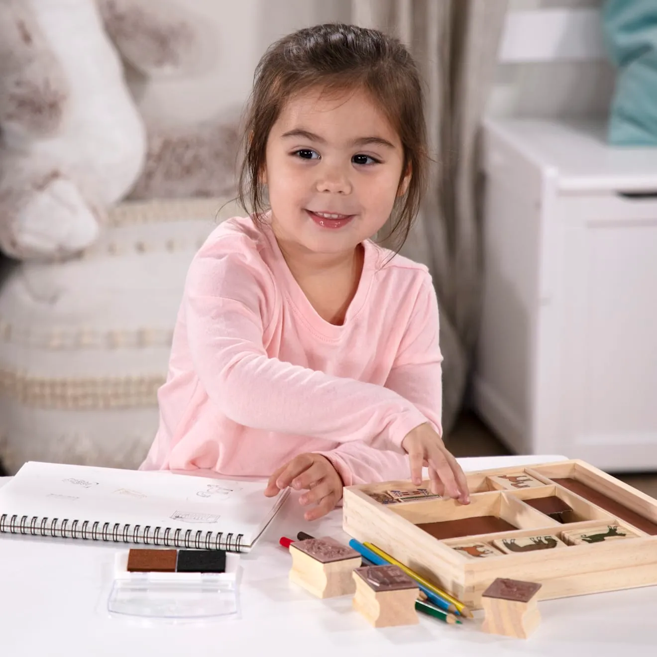 Melissa & Doug Houten Stempelset Paarden met inktpad