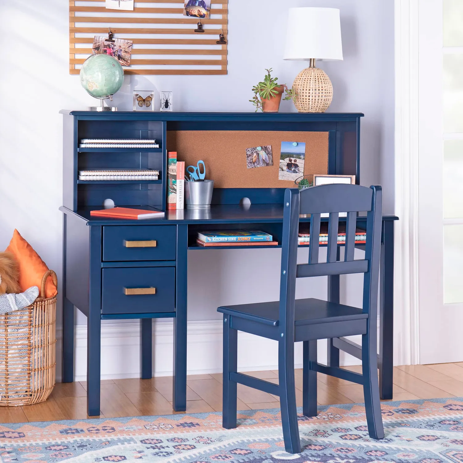 Guidecraft Taiga bureau stoel set navy hutch