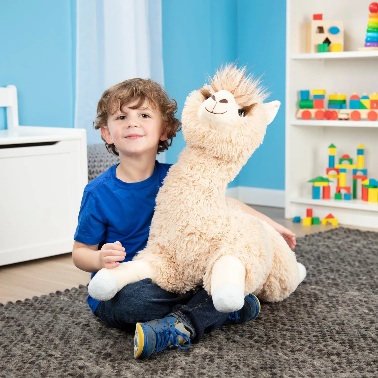 Melissa & Doug Jumbo Llama knuffel groot 66 cm beige