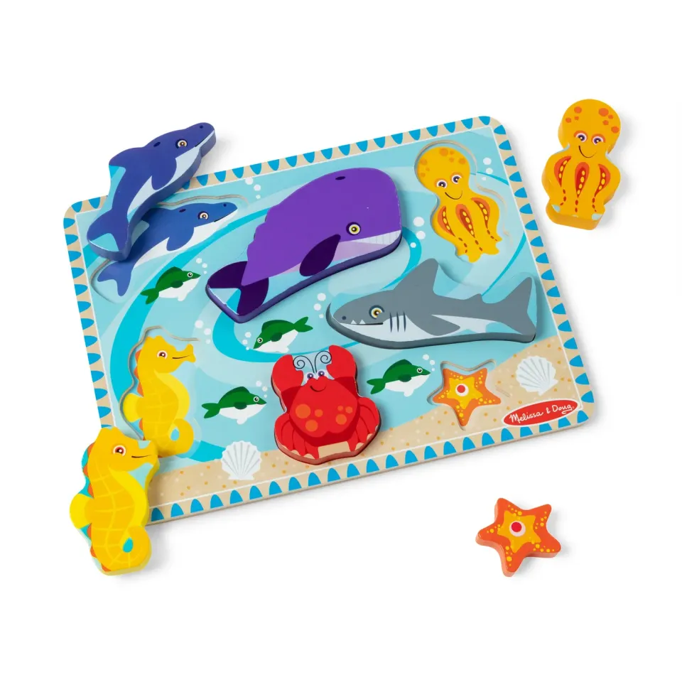 Melissa & Doug Sea Creatures Chunky Puzzel 7 stukjes hout