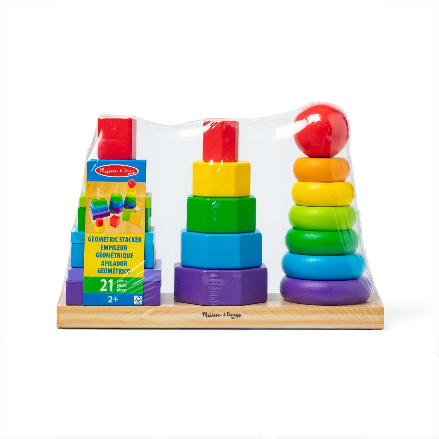 Melissa & Doug Geometric Stacker houten stapelaar 21-delig