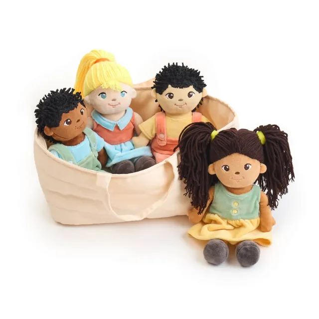 Guidecraft Ethnic Soft Dolls knuffelpoppen 4 stuks 20 cm