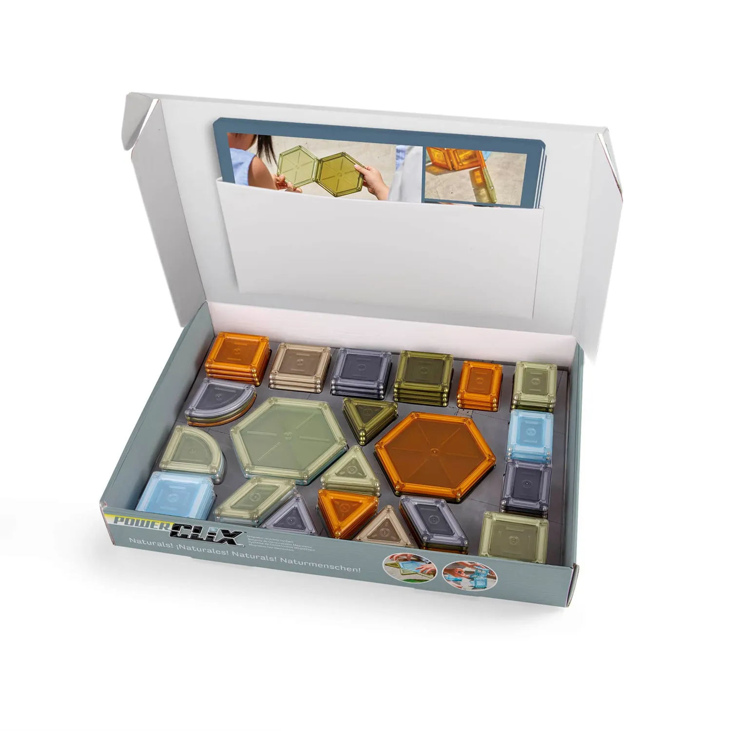 Guidecraft PowerClix Solids Natural 70 bouwset magnetisch
