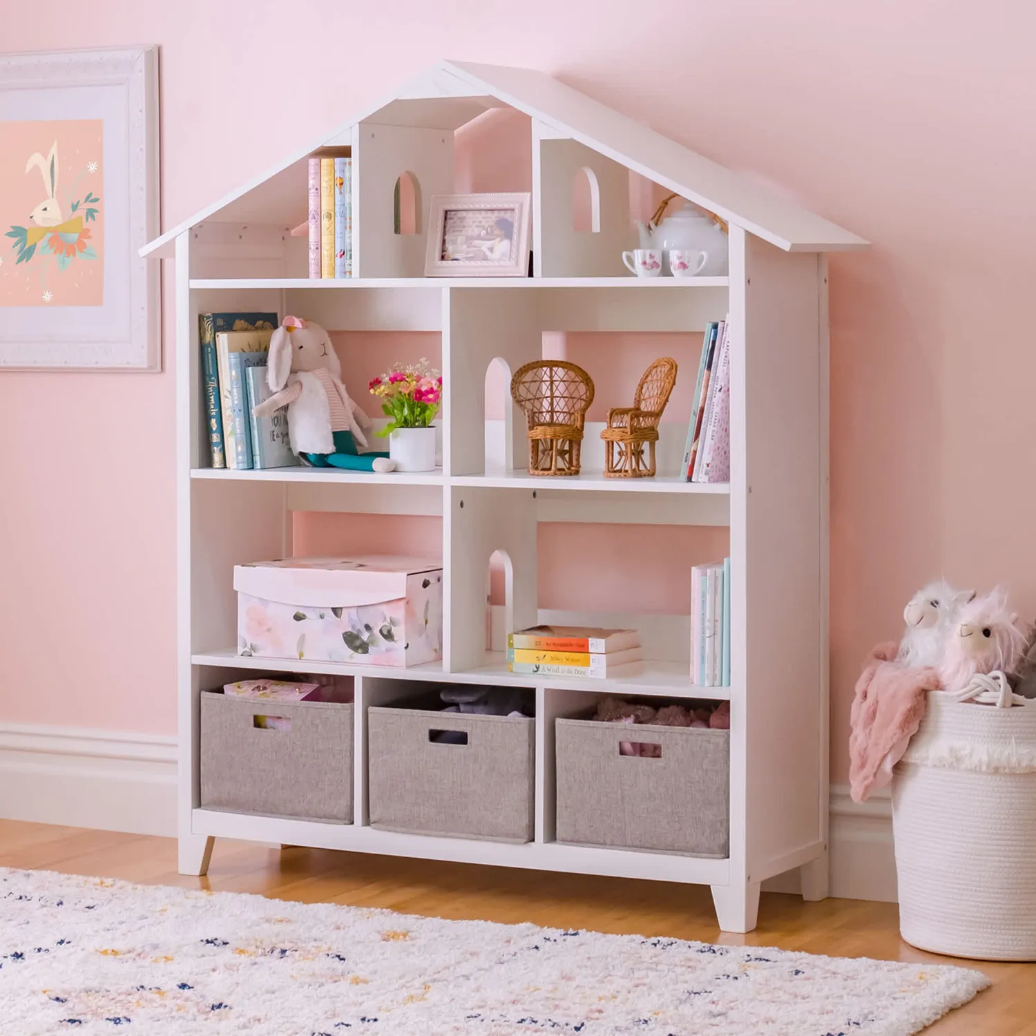 Guidecraft Martha Stewart Kids Dollhouse boekenkast linen