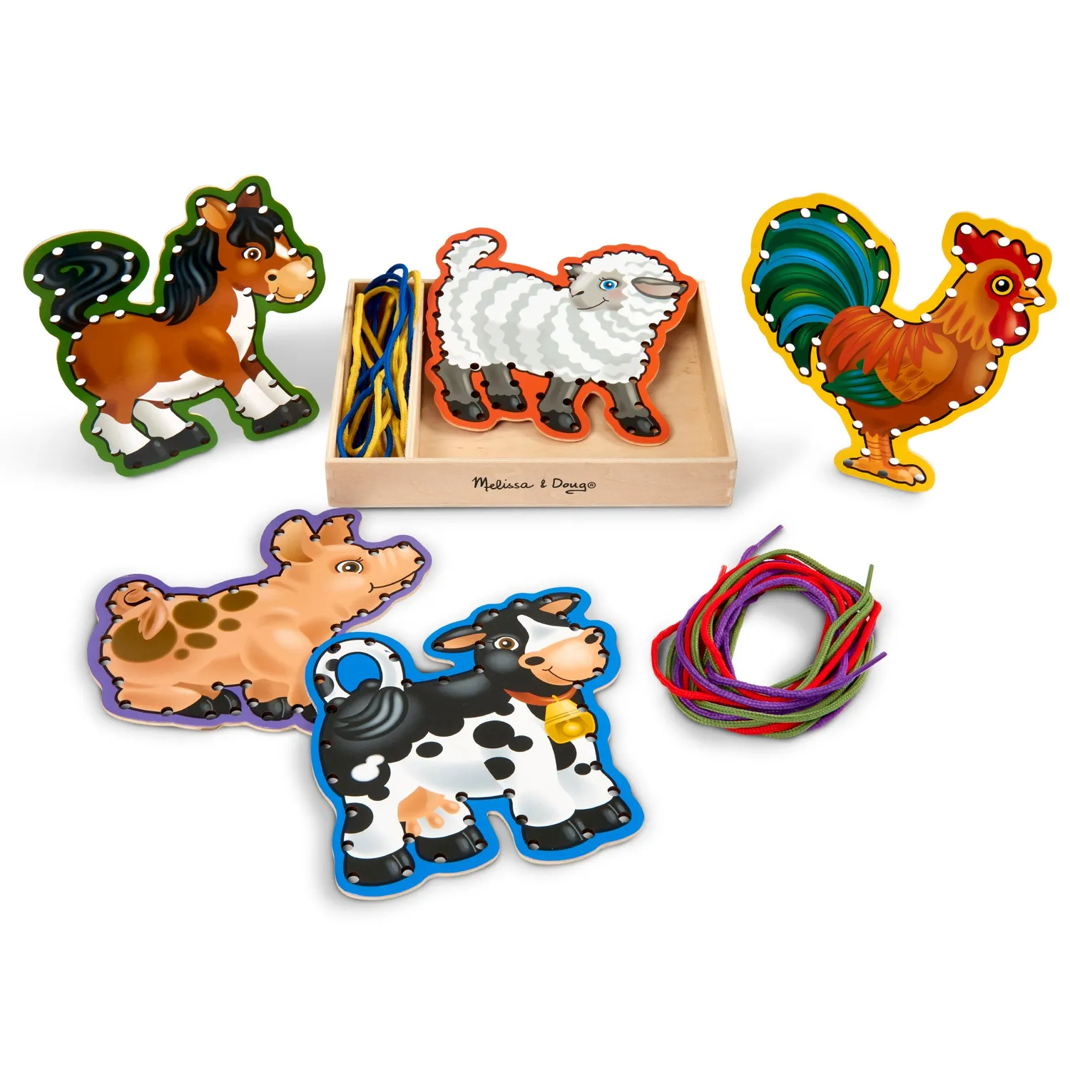 Melissa & Doug Lace & Trace Farm rijgspel hout 5-delig