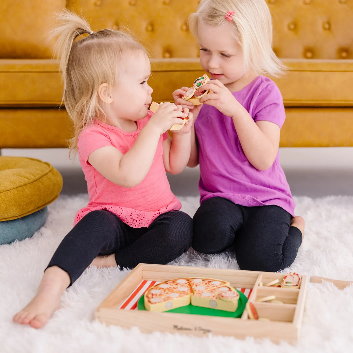 Melissa & Doug Pizza Party houten speelgoedpizza 6 plakjes