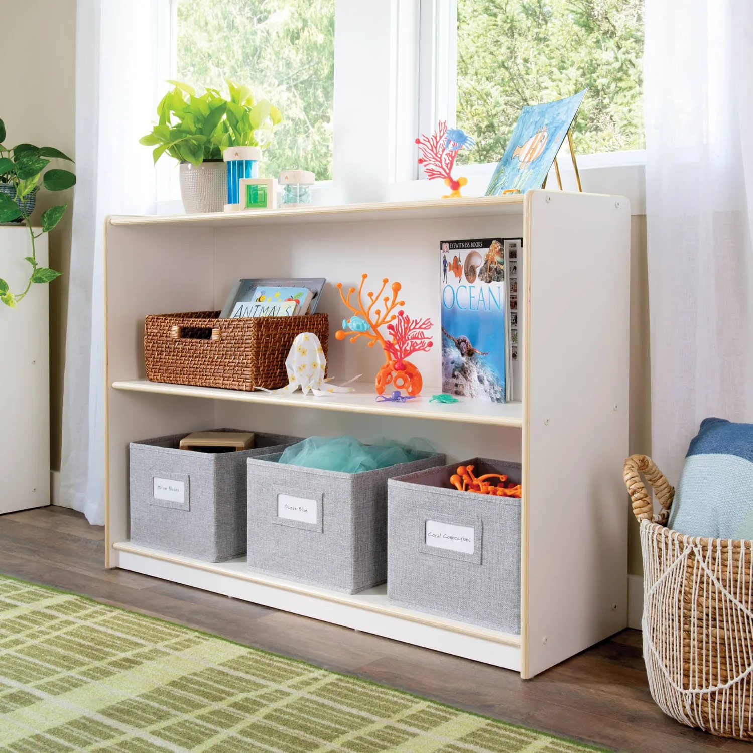Guidecraft EdQ 2-Shelf opbergkast 30 inch berk wit