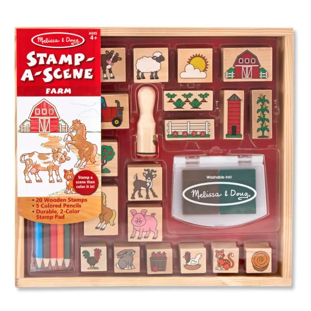 Melissa & Doug Stamp-a-Scene Farm stempelset 20 stuks boerderij