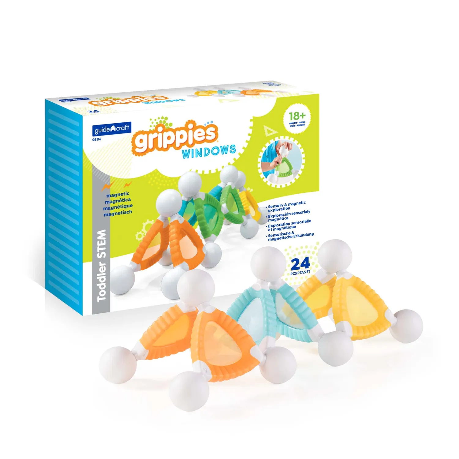 Guidecraft Grippies Windows magnetische panelen 16 delig kleur