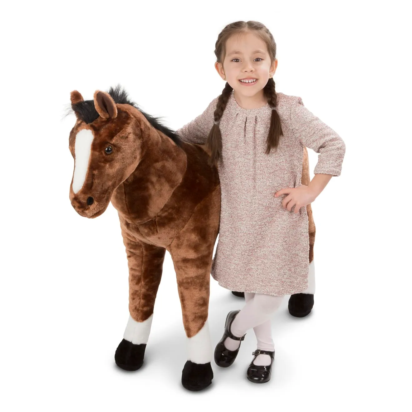 Melissa & Doug Paard knuffel reuze bruin 90 cm