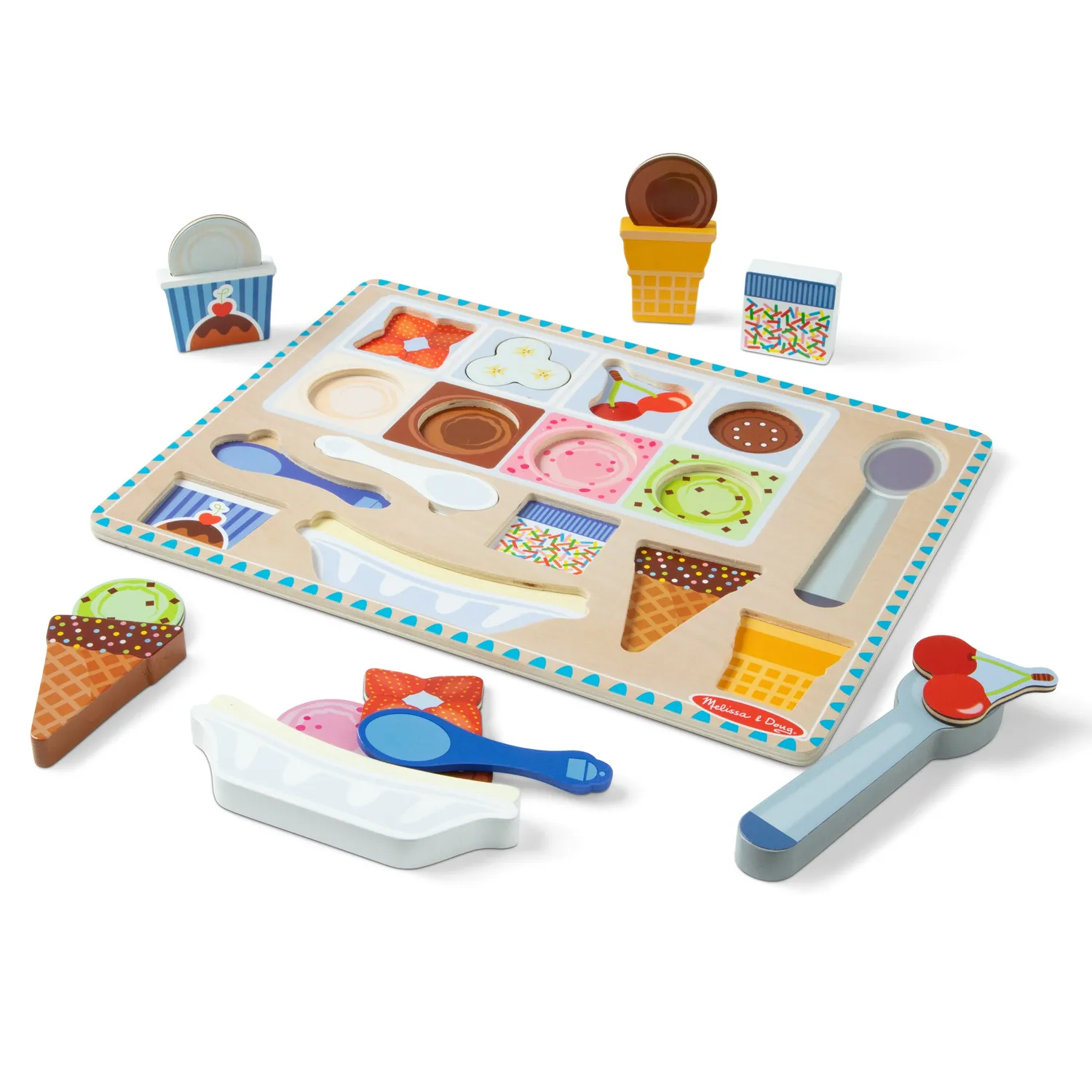 Melissa & Doug Ice Cream magneetpuzzel ijsjes hout 16 stuks
