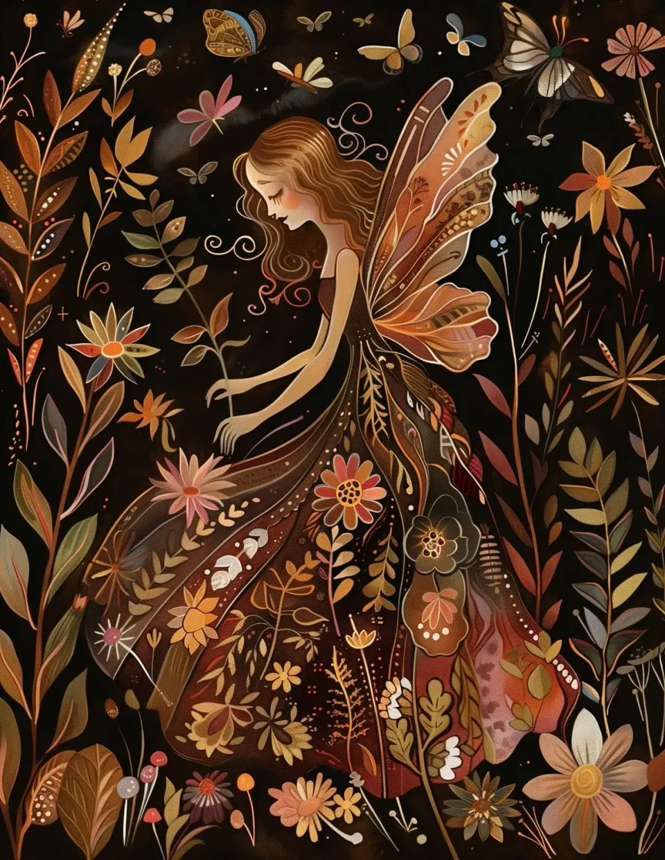 Ginger Fairy Bloom wenskaart A6 luxe karton