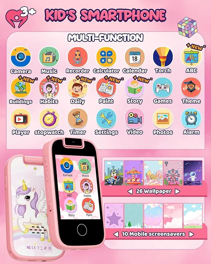 KOKODI Kids Smart Phone speelgoedtelefoon roze camera