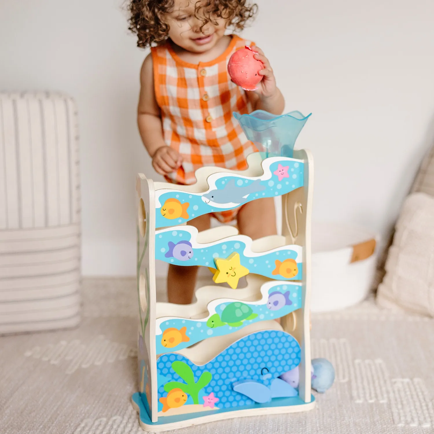 Melissa & Doug Rollables Ocean Slide houten ballenbaan 12+ maanden
