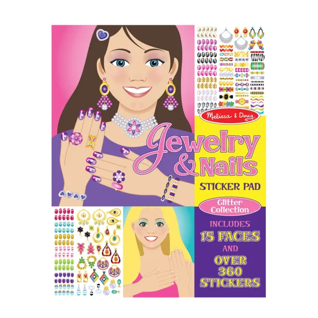Melissa & Doug Jewelry Nails Glitter stickerboek 360+ sieraden