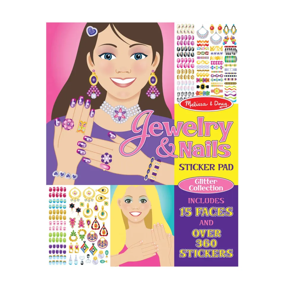 Melissa & Doug Jewelry Nails Glitter stickerboek 360+ sieraden
