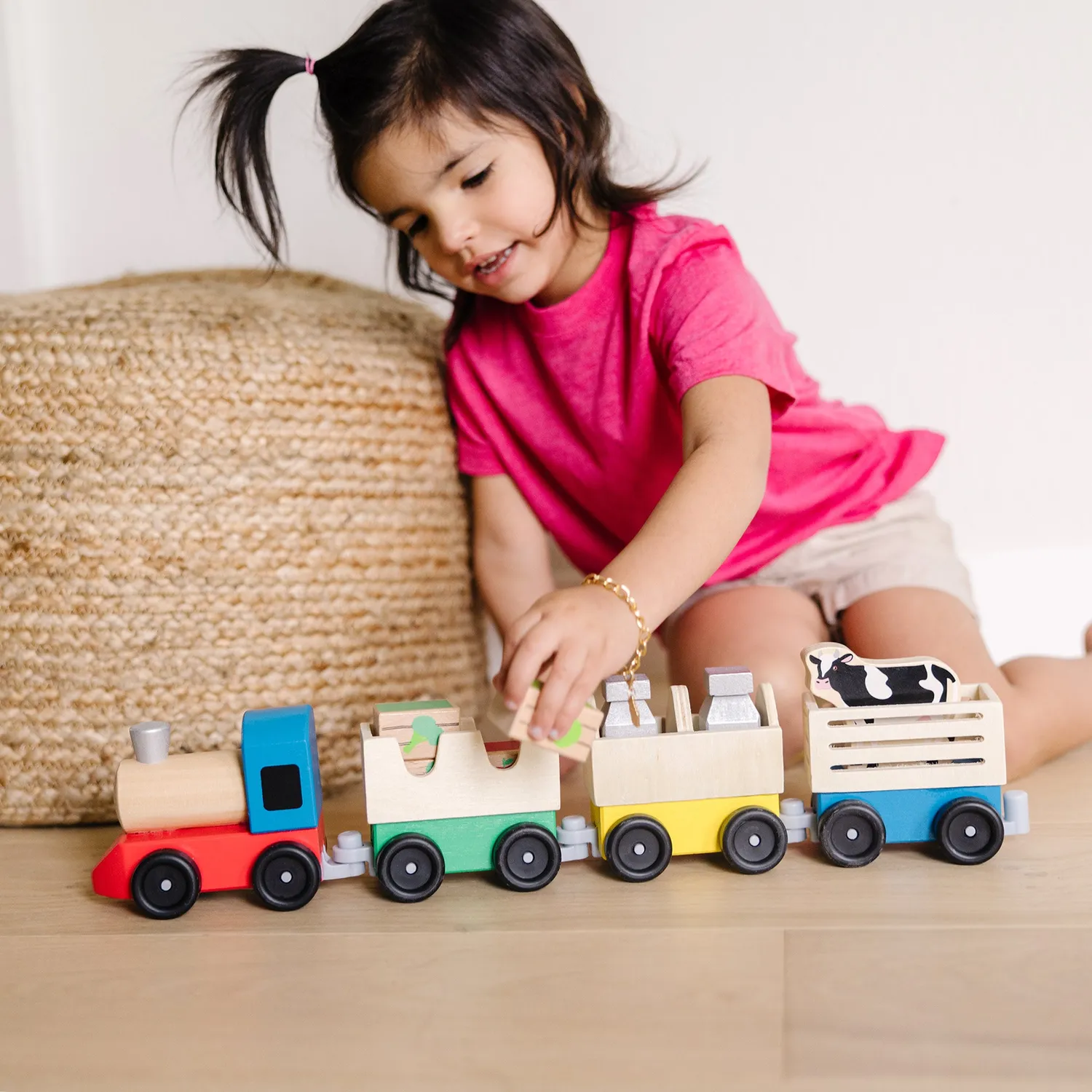 Melissa & Doug houten boerderijtrein speelgoedtrein