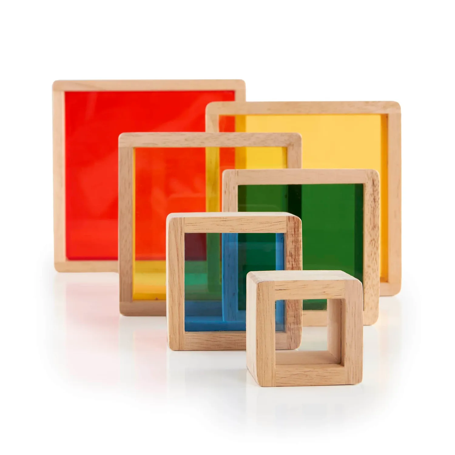 Guidecraft Stacking Rainbow Pyramid stapelspeelgoed 6-delig