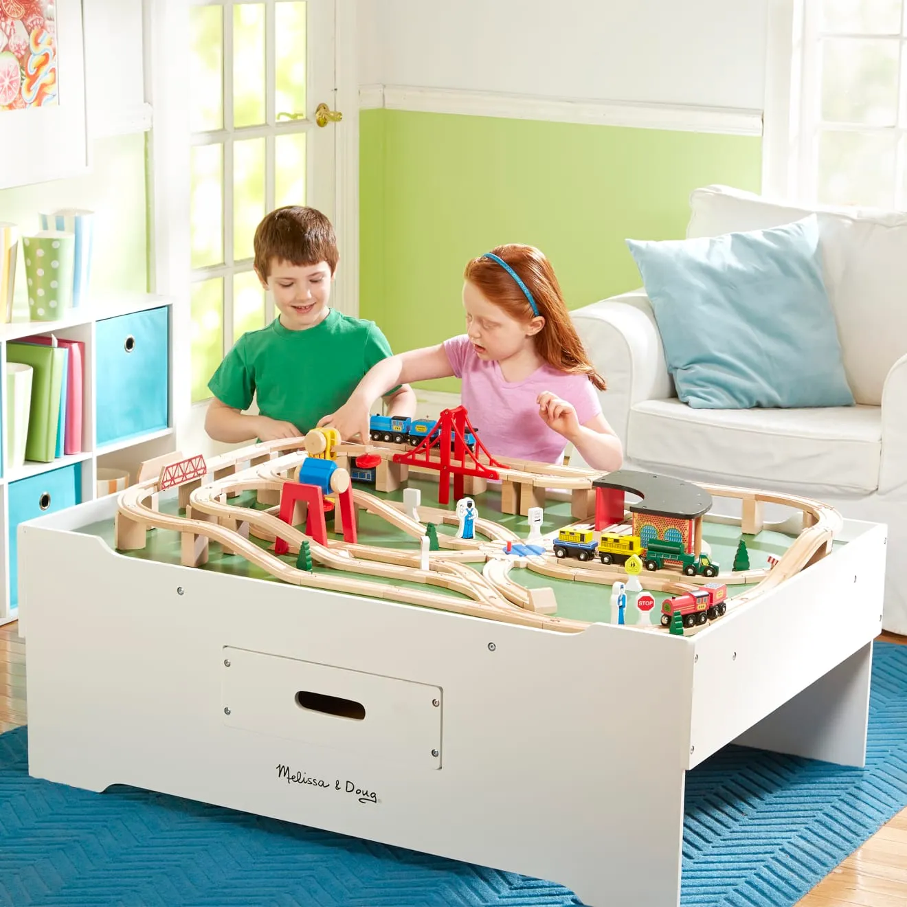 Melissa & Doug Multi-Activity houten treintafel met lade