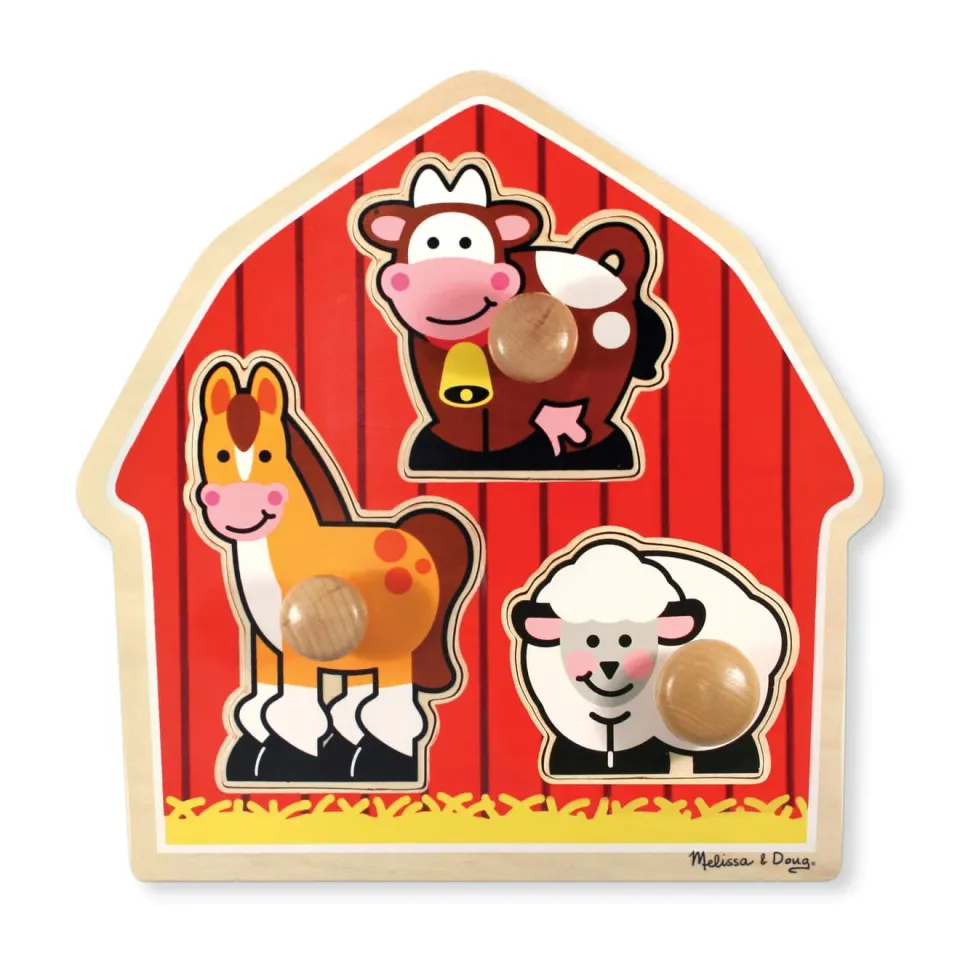 Melissa & Doug Barnyard Animals knobbelpuzzel 3 stukjes
