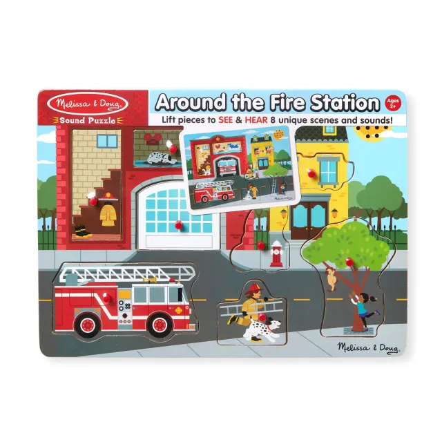 Melissa & Doug Around the Fire Station geluidspuzzel 8 stukjes
