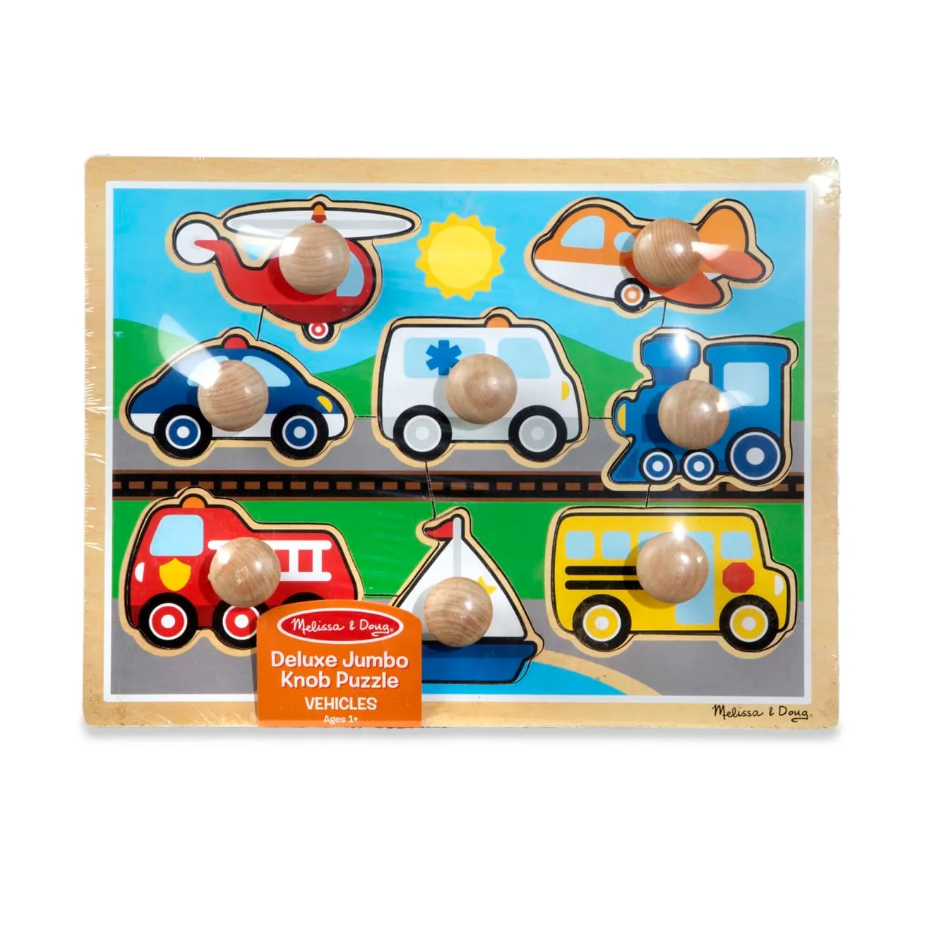 Melissa & Doug Vehicles Jumbo Knob puzzel houten 8 stukjes