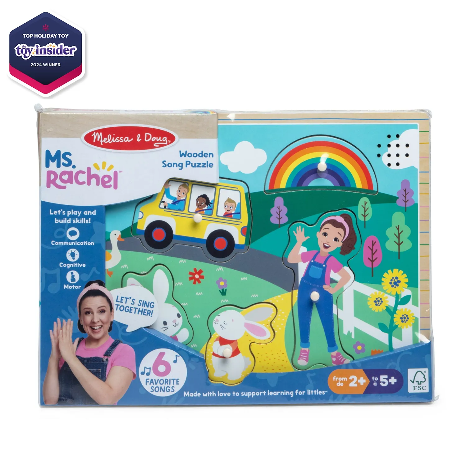 Melissa & Doug Ms. Rachel muziek puzzel hout 6 stukjes geluid