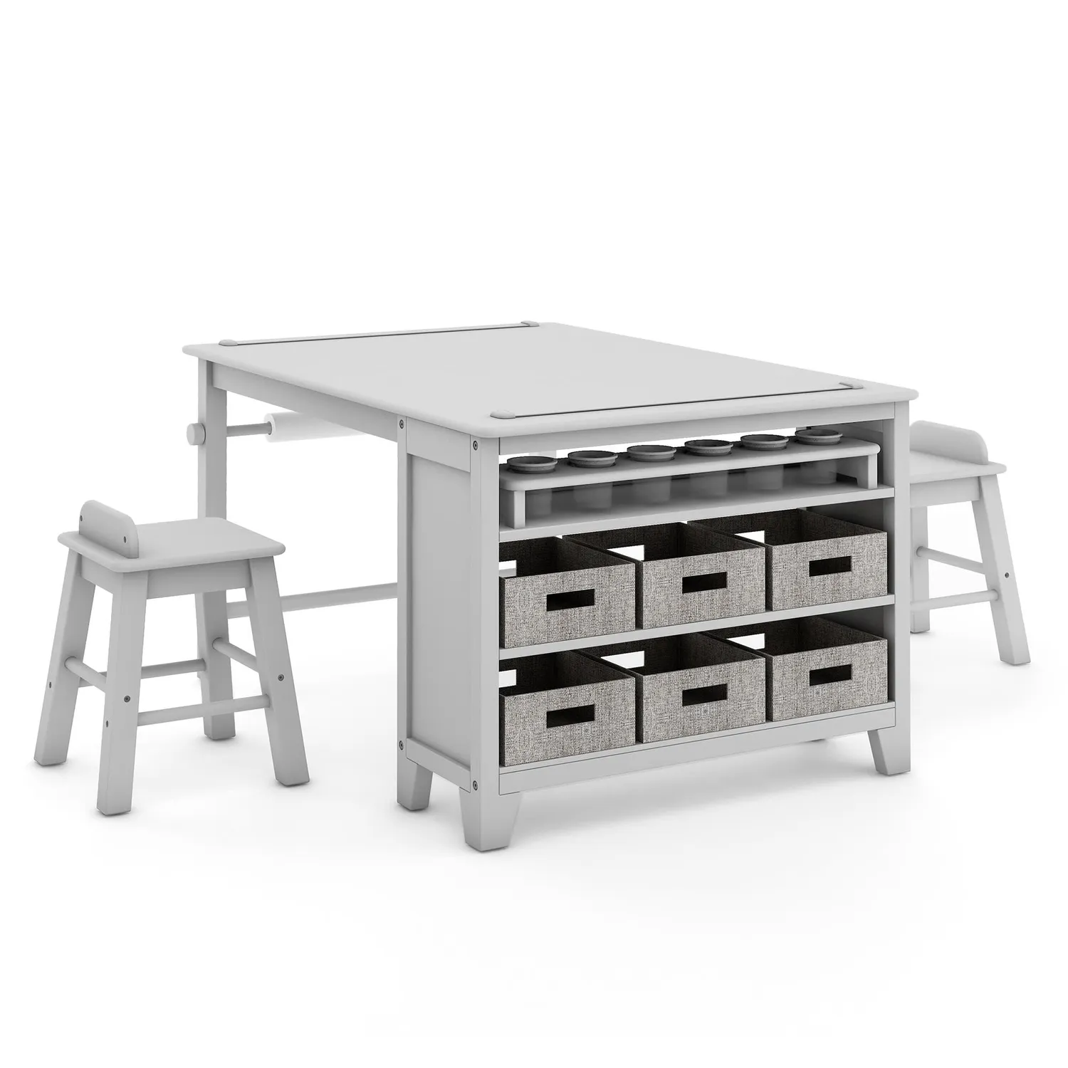 Martha Stewart Kids Knutseltafel met Krukken Linen White Papierrol