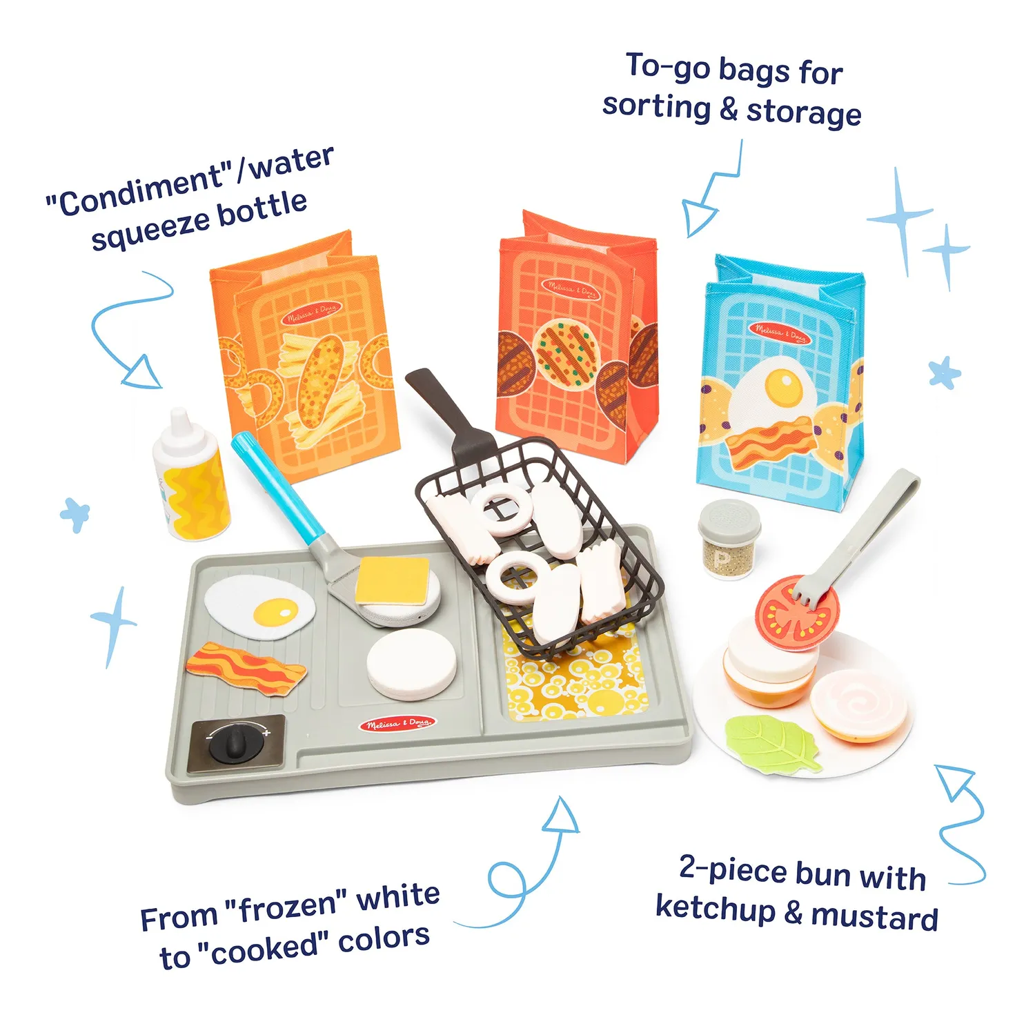 Melissa & Doug Water WOW Flip & Fry grill speelset verkleurend