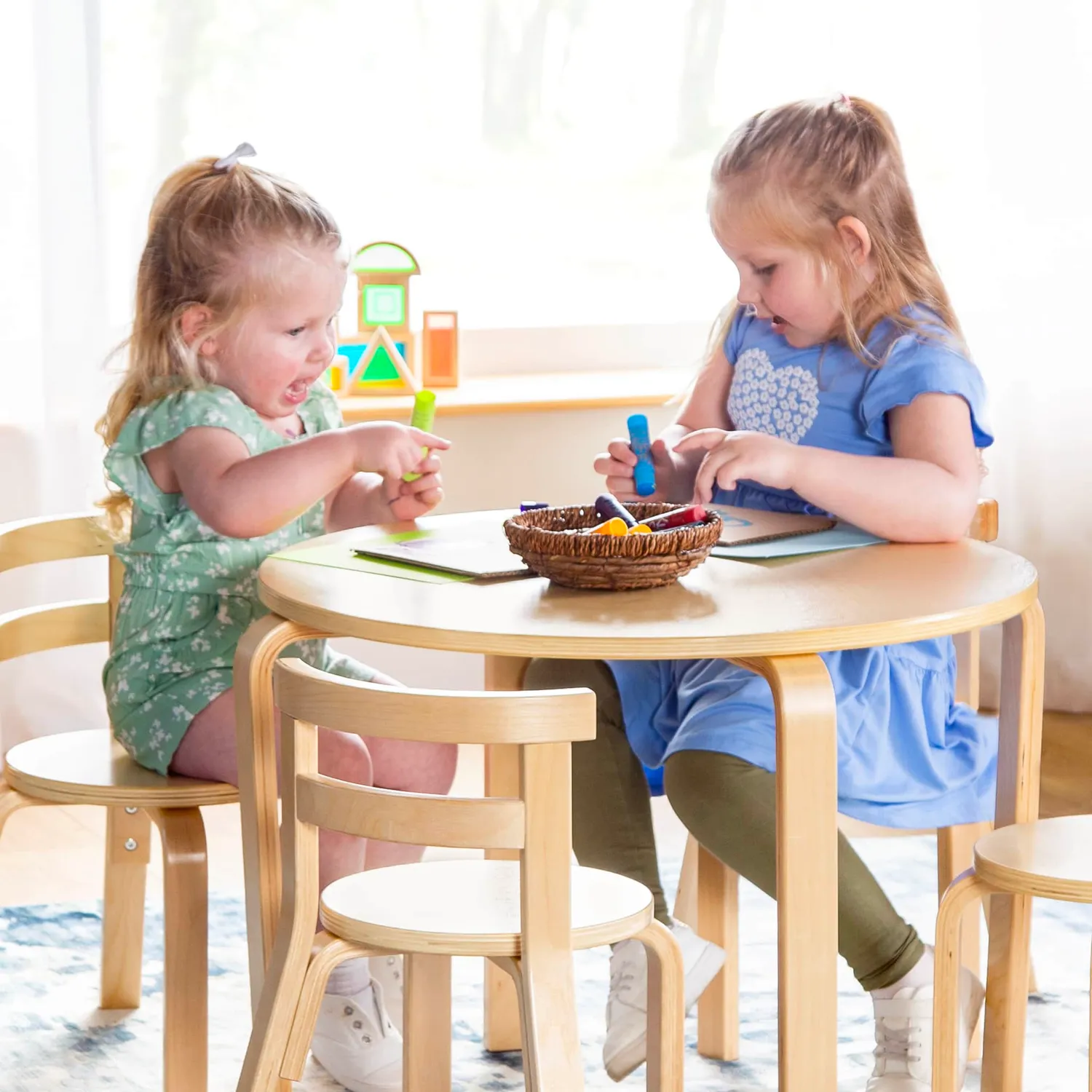 Guidecraft Nordic Tafel met 4 Stoelen Kinderset Naturel Hout