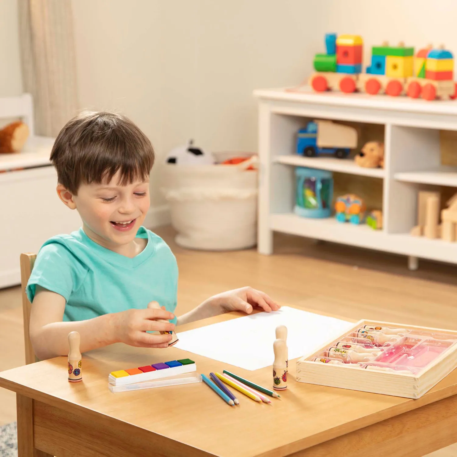 Melissa & Doug Happy Handle Deluxe stempelset 10-delig uitwasbaar